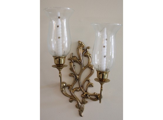 Classy Double Candle Brass Wall Sconce, Single (021)