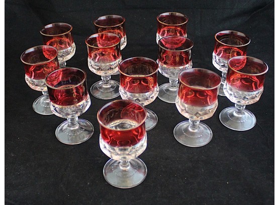 Vintage Crystal Cranberry Accent  Glasses Set Of 12 (153)