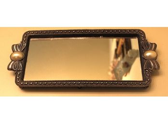 Mirrored Vanity Tray With Pearl Accents (G59)
