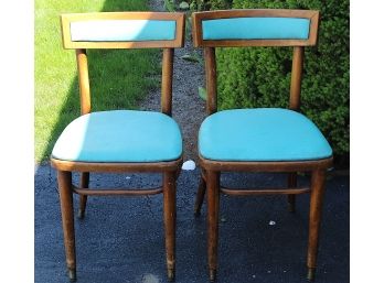 Two Blue Cushioned Chairs (B28)