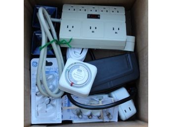 Assorted Box Of Extension Cords & Light Bulbs (B11)