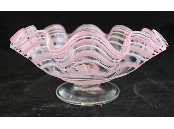 Decorative Pink & White Ribbon Glass Bowl (006)