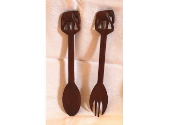 Elephant Wooden Spoon & Fork (G160)