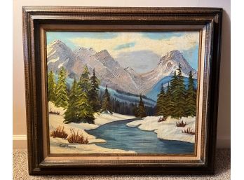 Cort Bengtson Original Oil On Canvas Art Framed - Winter Mountains