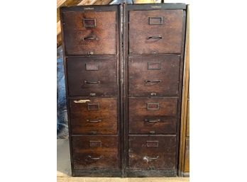 Vintage Shaw-Walker Solid Wood 4 Drawer File Cabinets - 2 Total