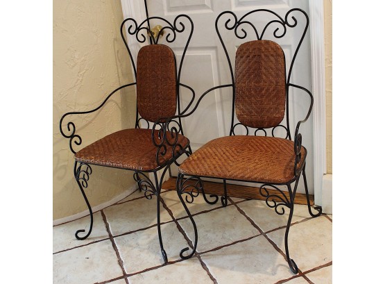 Pair Of Rattan And Iron Chairs (138)