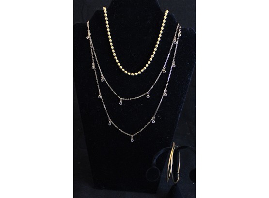 Faux Gold Necklace (2) & Hoop Earrings (B069)