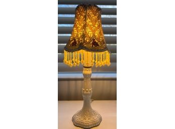 Decorative Beaded Shade Metal Table Lamp
