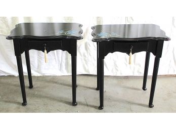 Pair Of Painted Black Side Tables (002)