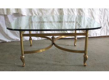 Brass And Glass Top Coffee Table (007)
