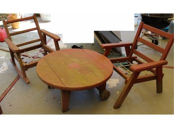 Redwood Patio Set 2 Chairs And Table, No Cusions (17)