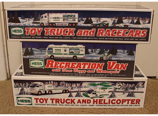Hess Trucks 1998 Truck & Racecars, 2003 Recreation Van, 2006 Truck & Helicopter (037)