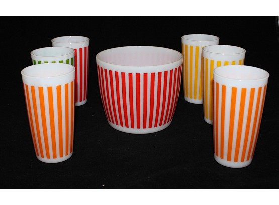 Retro Ceramic Drinking Cups & Ice Bucket, 6 Cups (128)