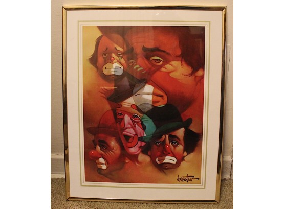Chuck Oberstein '5 Clowns' Framed Artwork (031)