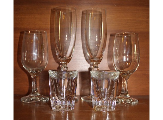 Wine Glasses, Shot Glasses, & Champaign Glasses, 2 Each (138)