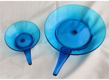 Unusual Blue Blown Glass Pan/Dish Set (146)