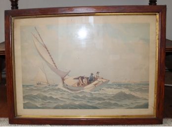 Fred S Cozzens 90' Print 'Sailboat In Rough Waters' (07)