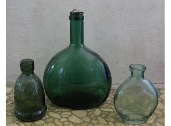 Assorted Green Glass Bottles, 3 (90)