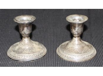 Weighted Sterling Silver Columbia Short Candlestick Holders (na)
