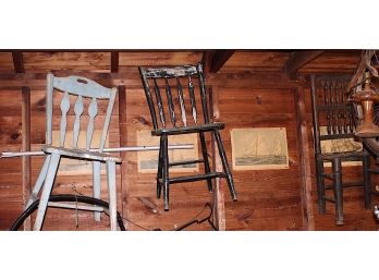 Three Vintage Wood Chairs (ga)