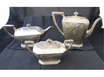Gorham Sterling Silver Art Deco Tea Pots, 3 (107)