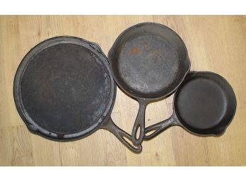 Revere Ware Cast Iron Pans, 3 (100)