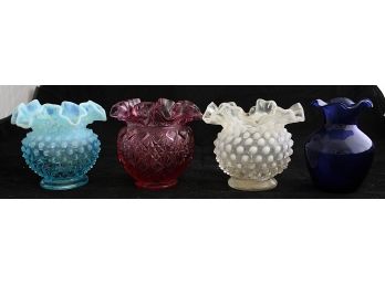 Assorted Hobnail Fenton Glass Colored Vases (123)