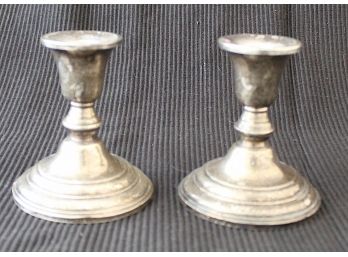 Sterling Silver BY Frank M Whitman & Co Weighted & Re-Enforced Short Candlestick Holders (111)