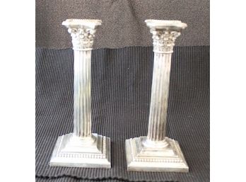 Sterling Silver Cement Loaded Candlestick Holders Square  A3205 (108)