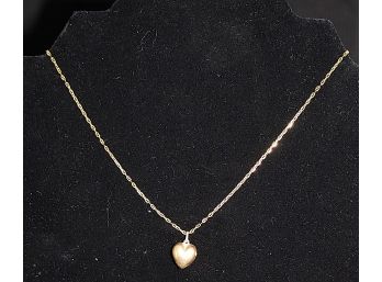 14k Gold Necklace With Heart Charm 9' 2.7g (136)