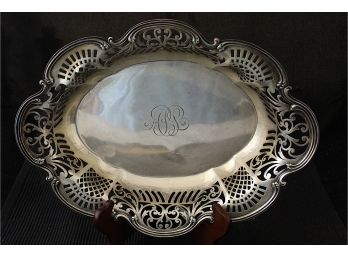 Sterling Silver Engraved Oval Scalloped Dish 16.69ozt (120)