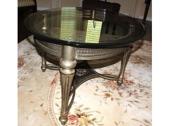 Oval Glass Top Coffee Table Silver Finish