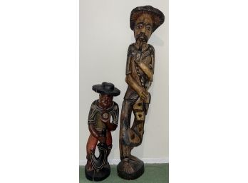 Hand Carved Wooden Statues - 2 Total