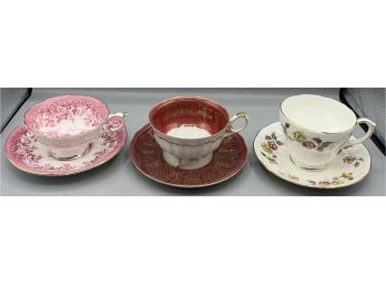 Assorted Fine Bone China Teacup Sets - 3 Sets Total
