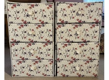 Floral Pattern Cardboard 4-drawer Chests - 2 Total