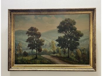 Vintage Oil On Canvas Framed - Valley Road