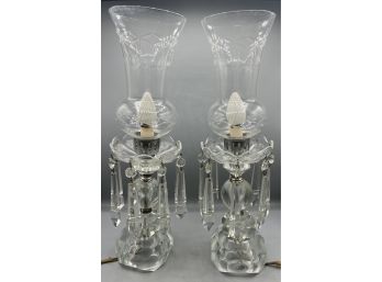 Vintage Kayton Lamp Co. Hand Cut. Crystal Prisms Table Lamps - 2 Total