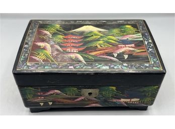 Vintage Hand Painted Wooden Music Jewelry Box - Souvenir Of Panama