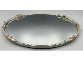 Silver & Gold-tone Metal Mirrored Vanity Tray