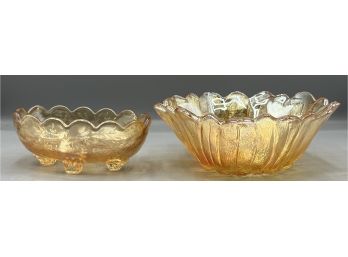Iridescent Carnival Glass Bowls - 2 Total