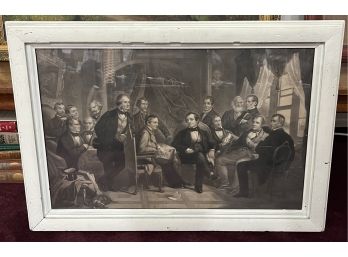 Vintage Wooden Framed Print - Washington Irving And His Literary Friends At Sunnyside