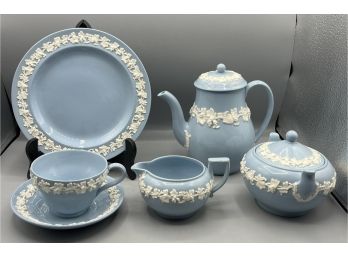 Wedgwood Of Etruria & Barlaston Embossed Queensware Tea Set - 12 Pieces Total - Made In England
