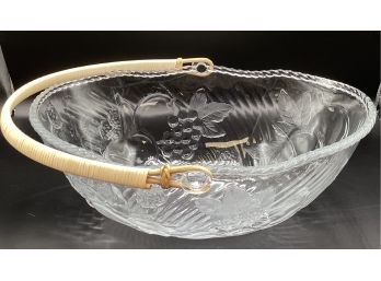Glass Fruit Basket With Bamboo Handles