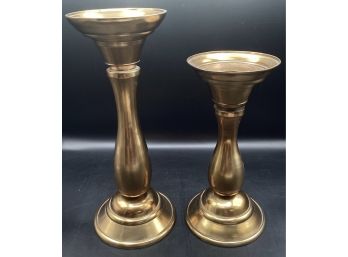Gold Colored Pillar Candle Stands
