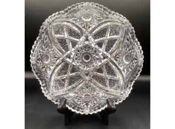 Elegant Scalloped Cut Glass Dish