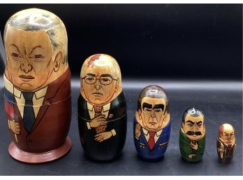 Hand Painted Nesting Dolls Of Russian Leaders