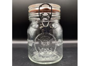 Vintage One Quart Mason Jar With Eagle