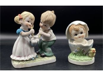Bisque Porcelain Figurines - 2 Piece Lot