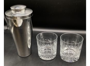 Mr. Bartender Stainless Steel Cocktail Shaker & Pair Of Cocktail Glasses