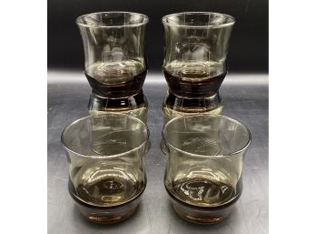 Libbey Smoked Amber Lowball Juice Glasses- Set Of 6